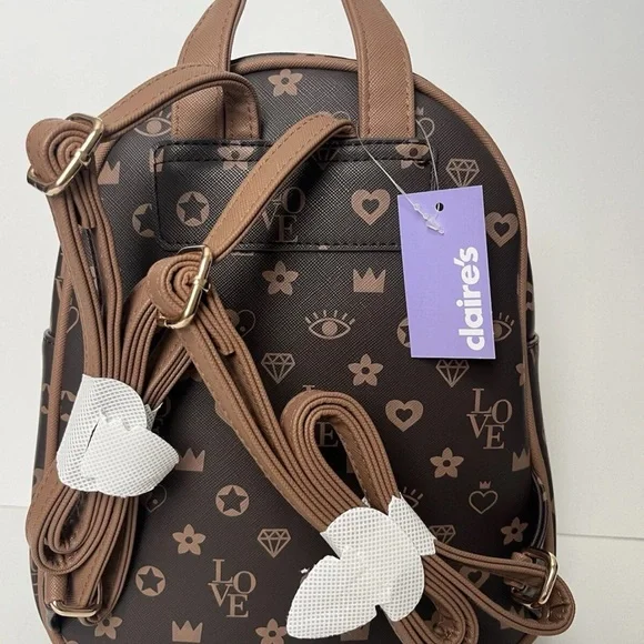 ‼️FINAL PRICE DROP‼️BNWT icon Brown Patterned mini Backpack - Picture 5 of 8